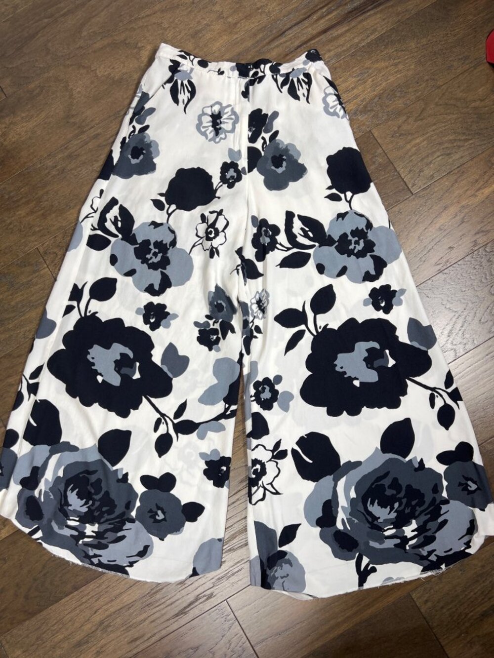 ANTHROPOLOGIE PLENTY BY TRACY REESE Printed Wide-Leg Pants White Black Sz S EUC